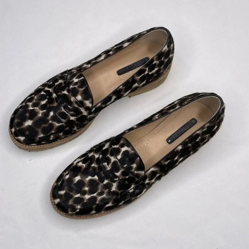 Longchamp Loafers Womens Size 36 Le Pliage Heritage Calf Hair Slip On